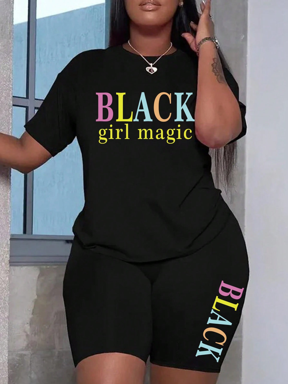 Women's Casual Letter Printed Summer Two Piece Outfits