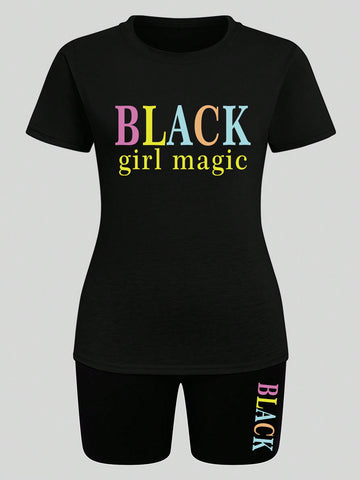 Women's Casual Letter Printed Summer Two Piece Outfits