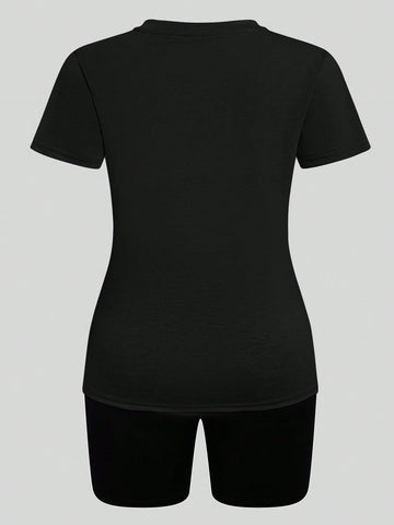 Women's Casual Letter Printed Summer Two Piece Outfits