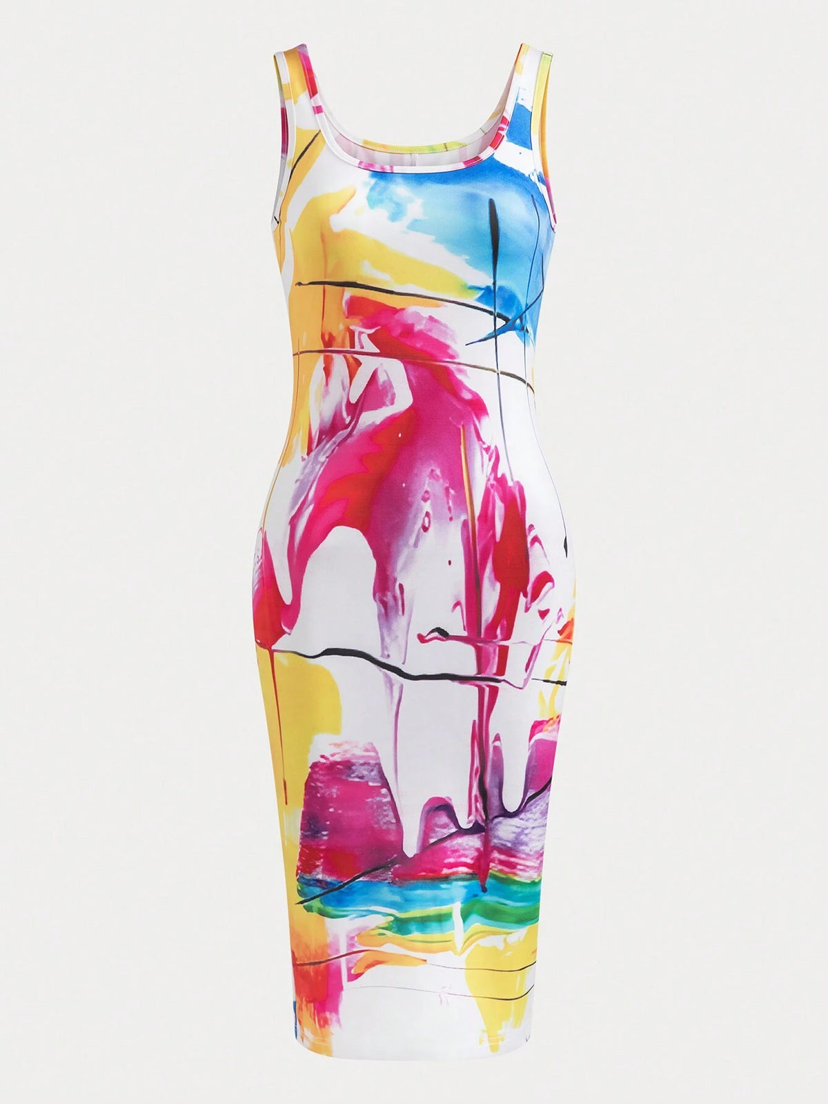 Women's Colorful Random Printed Spaghetti Strap Simple Daily Dress