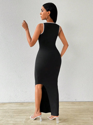 Women's Fashionable Color-Block Sleeveless Dress