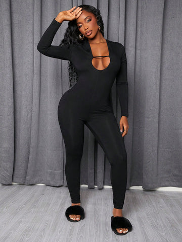 Women's Hollow Out Long Sleeve Bodysuit