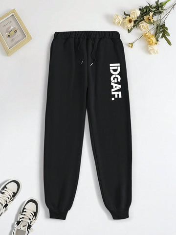 Slayr Women's Letter Print Drawstring Waist Sweatpants