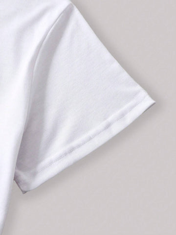 Women's Lip & Letter Print Short Sleeve T-Shirt And Shorts 2pcs Set