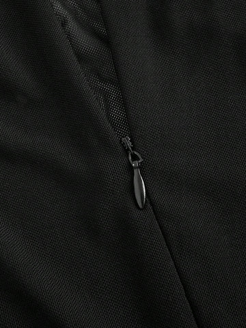 Women's Mesh Splice Sleeveless Bodycon Jumpsuit Shorts