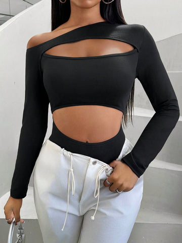 Women's One Shoulder Cut Out Bodysuit