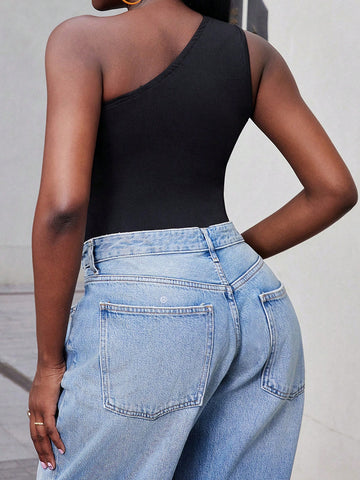 Women's One Shoulder Hollow Out Bodysuit