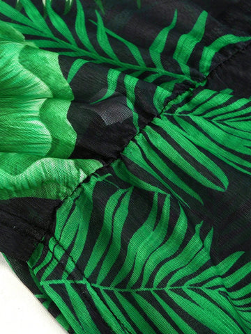 Women's Pleated Dress With Botanical Print