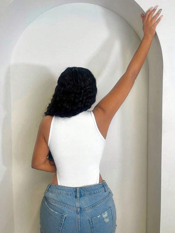 Women's Simple Solid Color Sleeveless Bodysuit