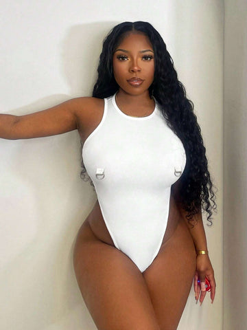 Women's Simple Solid Color Sleeveless Bodysuit