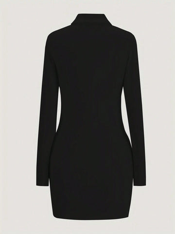 Women's Single-Breasted Slim Fit One-Piece Dress
