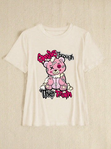 Women's Slim Fit Casual Short Sleeve T-Shirt, Summer Outfit, Leisure & Comfortable, Round Neck,