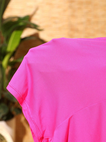 Women's Solid Color Halter Neck Jumpsuit With Ruffle Hem