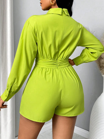 Women's Solid Color Long Sleeve Romper
