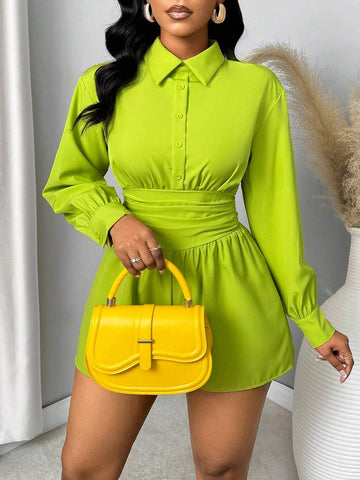 Women's Solid Color Long Sleeve Romper