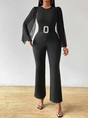 Women's Solid Color Simple Daily Cape Sleeve Jumpsuit