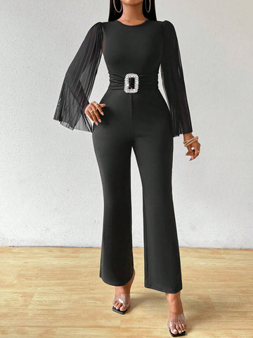 Women's Solid Color Simple Daily Cape Sleeve Jumpsuit