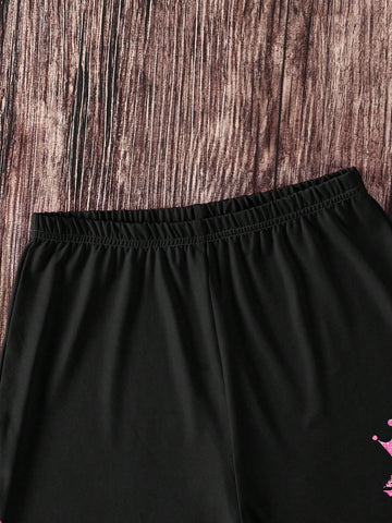 Women's Summer Casual Letter Printed Short Sleeve T-Shirt And Lips Printed Shorts 2pcs/Set