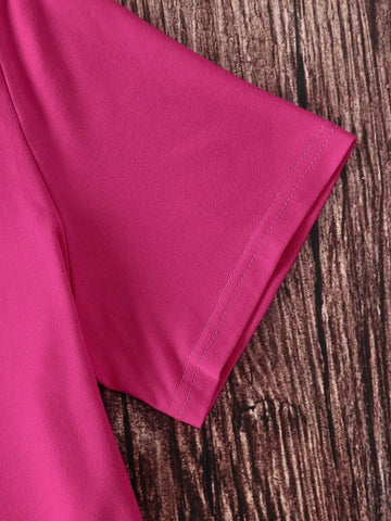 Women's Summer Casual Letter Printed Short Sleeve T-Shirt And Lips Printed Shorts 2pcs/Set