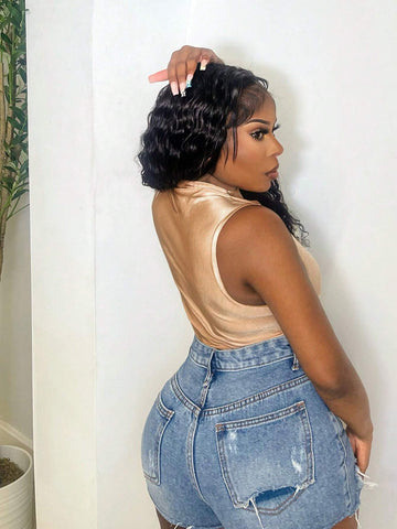 Women's Summer Sexy Sleeveless Bodysuit With Hollow Out Design