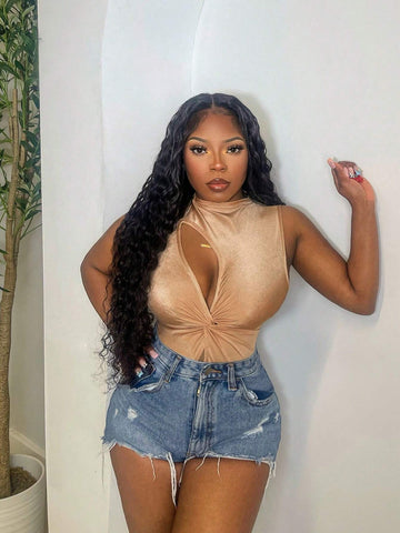 Women's Summer Sexy Sleeveless Bodysuit With Hollow Out Design