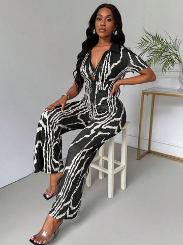 Women's Wave Pattern Printed 2-Piece Set