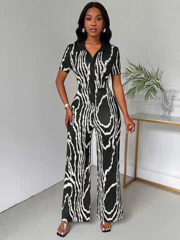 Women's Wave Pattern Printed 2-Piece Set
