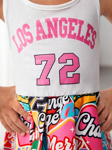 Streecool Kids Girls' Casual Basic Street Skateboard Print Sports Short Sleeve T-Shirt Loose Dress