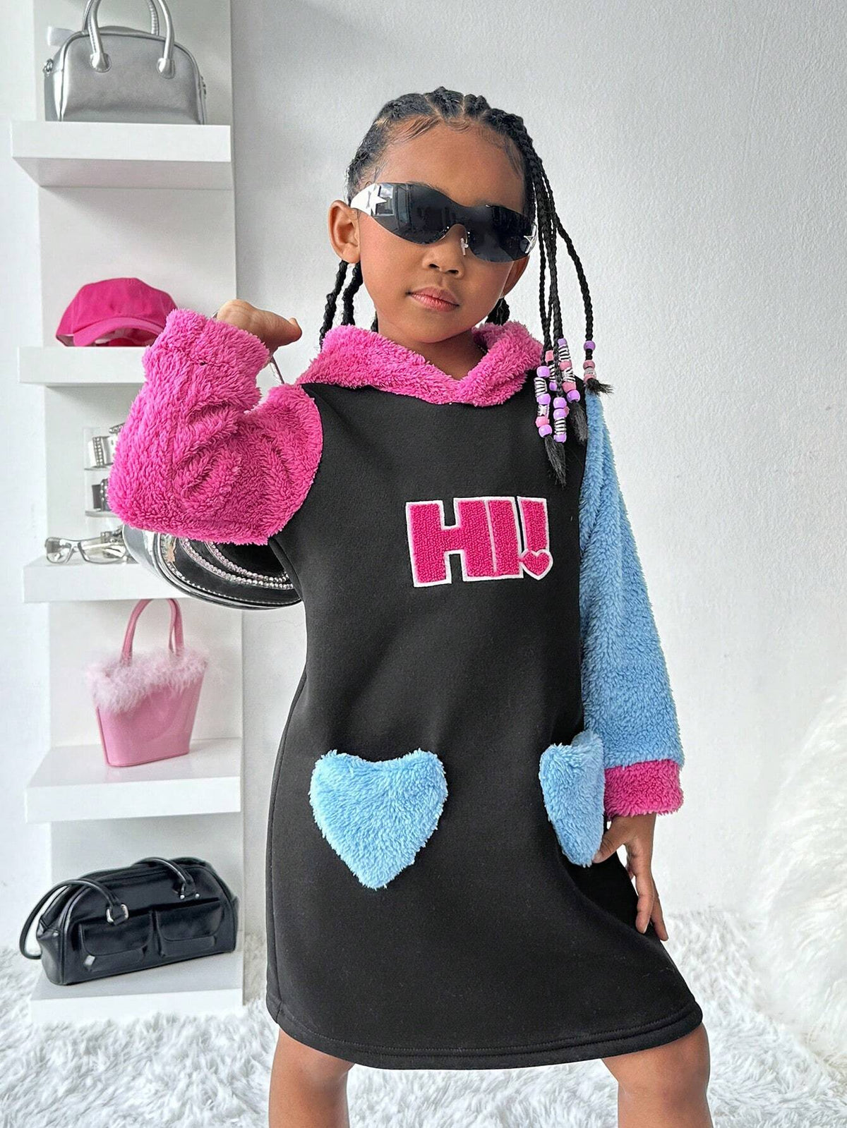 Streecool Kids Girls' Cute Sweet Ombre Pink Butterfly Puff Sleeve Mesh Patchwork Dress