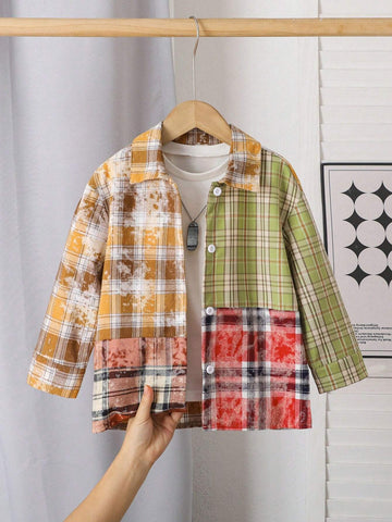 Streecool Kids Girls Ditsy Floral Casual Lace Trim Round Neck Blouse For Vacation, Suitable For Outings