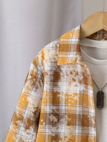 Streecool Kids Girls Ditsy Floral Casual Lace Trim Round Neck Blouse For Vacation, Suitable For Outings