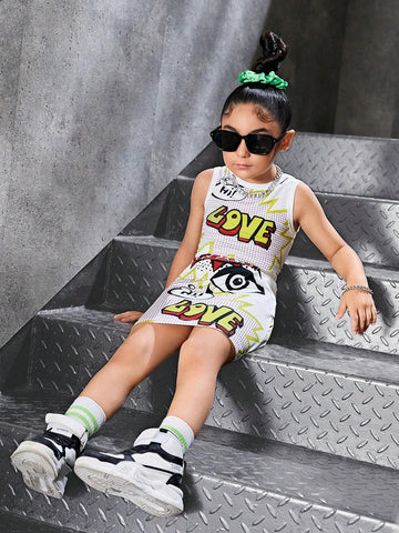 Streecool Kids Girls' Knitted Printed Skirt Set, Trendy & Cool, 2pcs/Set