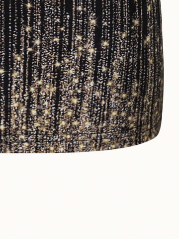 Streecool Kids Mommy And Me Metallic Sequin Print Knitted Mini Dress, Elegant Party/Evening Dress, Family Gathering Matching Outfits For Young Girl