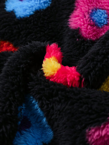 Streecool Kids Young Girl' Casual Multi-Color Floral Patchwork Knitted High Neck Sweater Dress With Faux Fur Bucket Hat