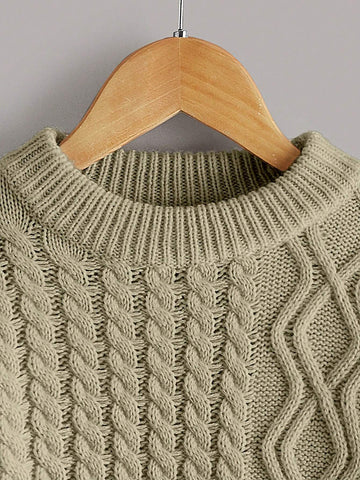 Streecool Kids Young Girls Sweater Three-Dimensional Twisted Rope, Braided, Asymmetrical Buttons, Casual And Versatile