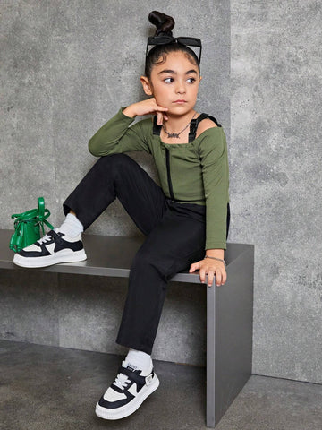 Streecool Kids Young Girls' Tank Top T-Shirt + Casual Long Pants Outfit Set