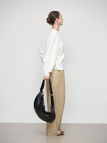 Stylify Plain Front Button Long Sleeve Simplistic Casual Top