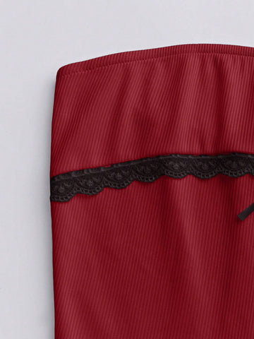 Sweetro Colorblock Butterfly Decor Ruffle Tier Sleeveless Bandeau Dress