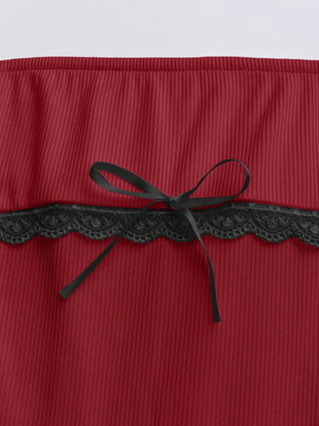 Sweetro Colorblock Butterfly Decor Ruffle Tier Sleeveless Bandeau Dress