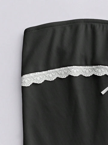 Layered Ruffled Bow Decor Elegant Strapless Sleeveless Dress