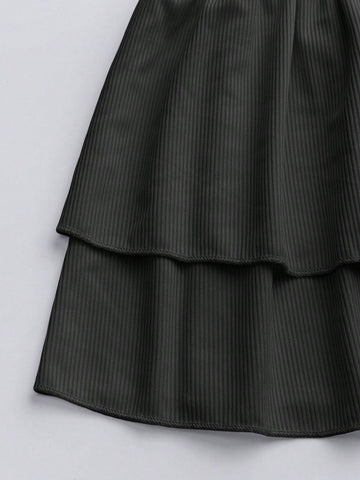 Layered Ruffled Bow Decor Elegant Strapless Sleeveless Dress