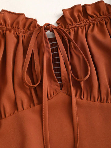 Sweetro Women Autumnal & Wintery Cute Ribbed Tie-Front Butterfly Decor Slim-Fit Long Sleeve Blouse,