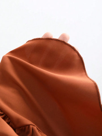 Sweetro Women Autumnal & Wintery Cute Ribbed Tie-Front Butterfly Decor Slim-Fit Long Sleeve Blouse,