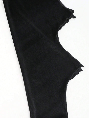 Women's Fashionable Solid Color Batwing Sleeve Tie Waist Dress, Autumn