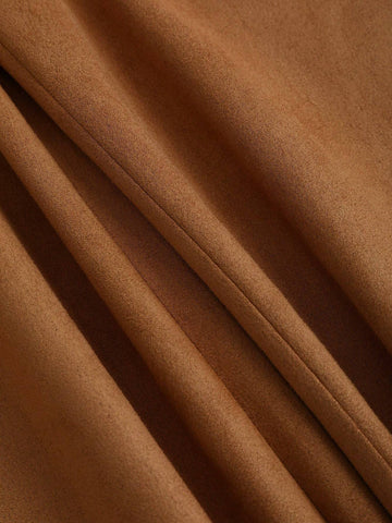 Women's Retro Faux Suede Sleeveless Jumpsuit, Brown Minimalist Casual Commuting Slimming Waisted