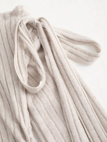 Women's Short Sexy Asymmetric Neck Bodycon Dress With Tie-Up Asymmetrical Hem,