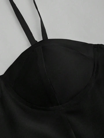 Women's Solid Color Spaghetti Strap Simple Casual Dress, For Daily Wear