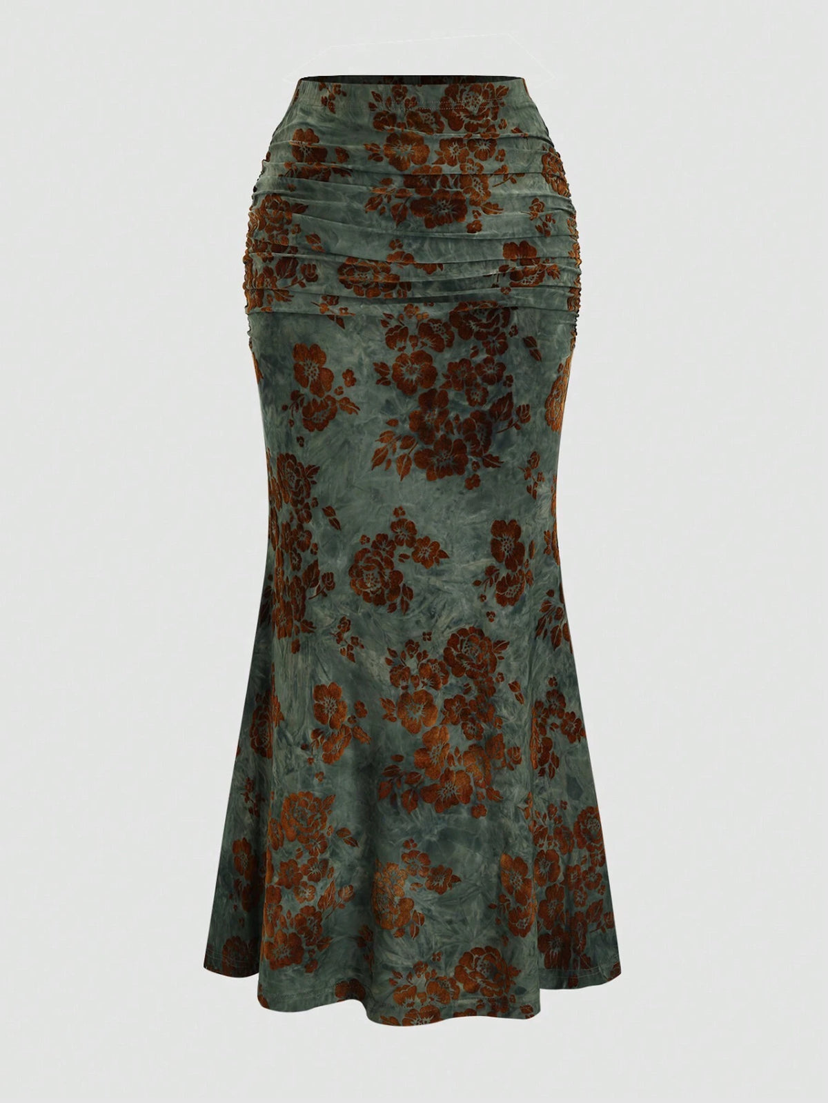 Sweetro Women's Vintage Flocked Print Fish Tail Skirt For Autumn/Winter