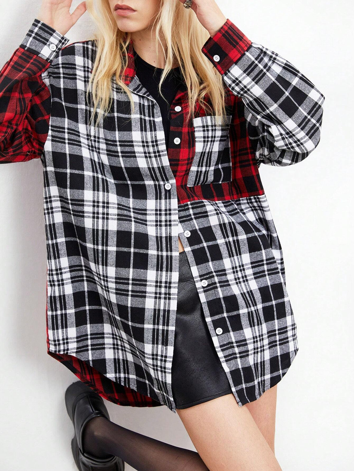Plaid Brushed Loose Casual Autumn And Winter Women's Long-Sleeved Shirt