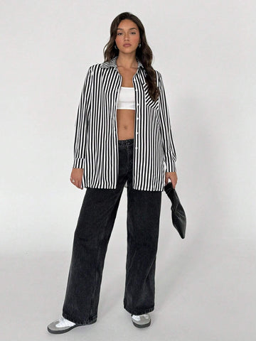 TRNDY Striped Casual Loose Versatile Shirt